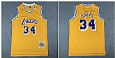 Lakers 34 Shaquille O'Neal Yellow 1996-97 Hardwood Classics Jersey,baseball caps,new era cap wholesale,wholesale hats